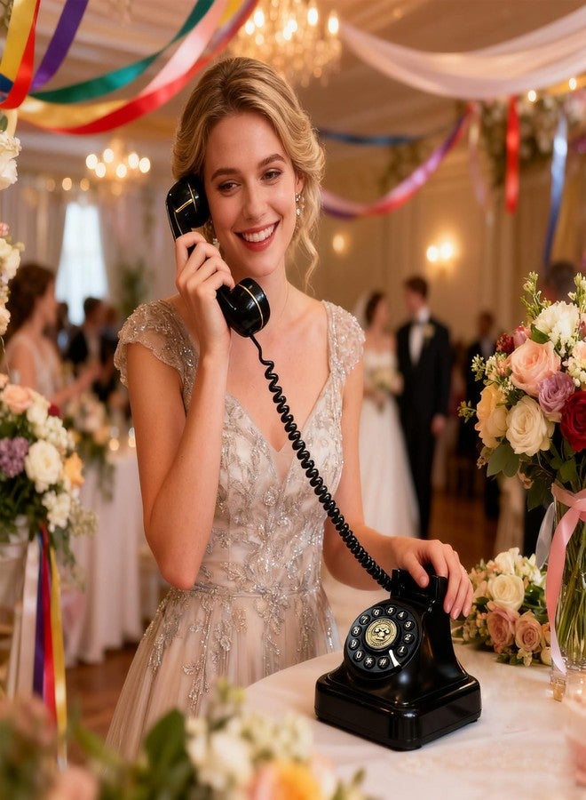 TelPal Audio Guest Book Wedding Phone, Vintage Telephone Recorder Wedding Guest Book, Retro Voice Recording Phone for Birthdays Party/Graduation/Baby Shower/Retirement/Special Occasions (Black) - Image 4